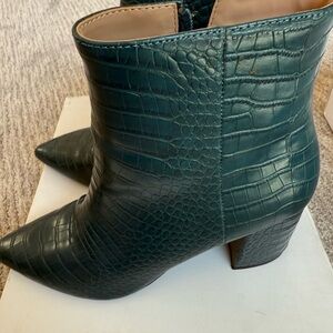 Steve Madden Blue Heeled Boots with Croc-Embossed Texture